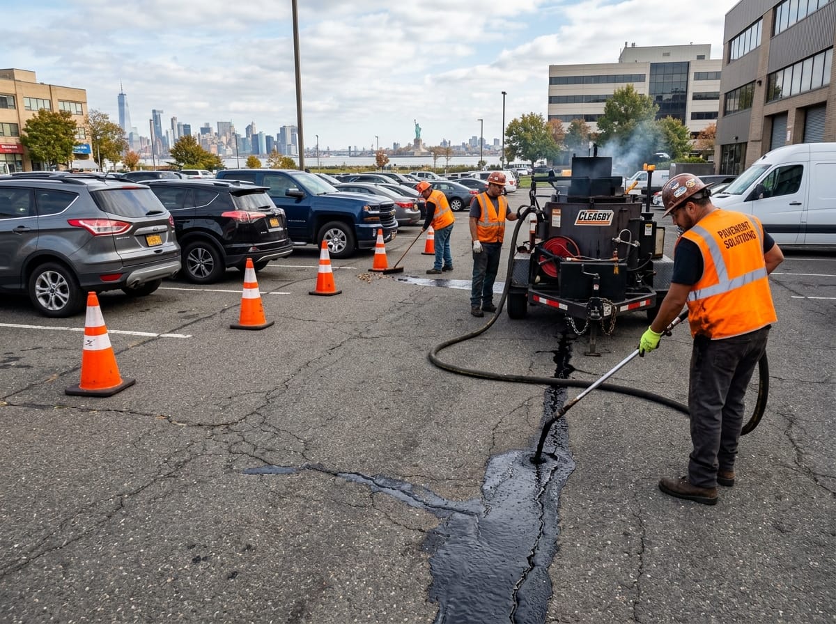 Professional photograph crack sealing jersey city nj by Tar Titans of Jersey City